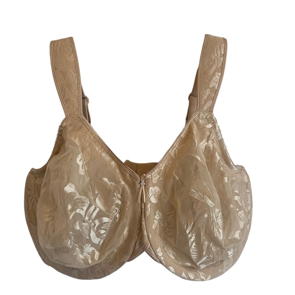 Wacoal Womens 42H Awareness Underwire Bra Nude Tan Floral Satin Full Coverage